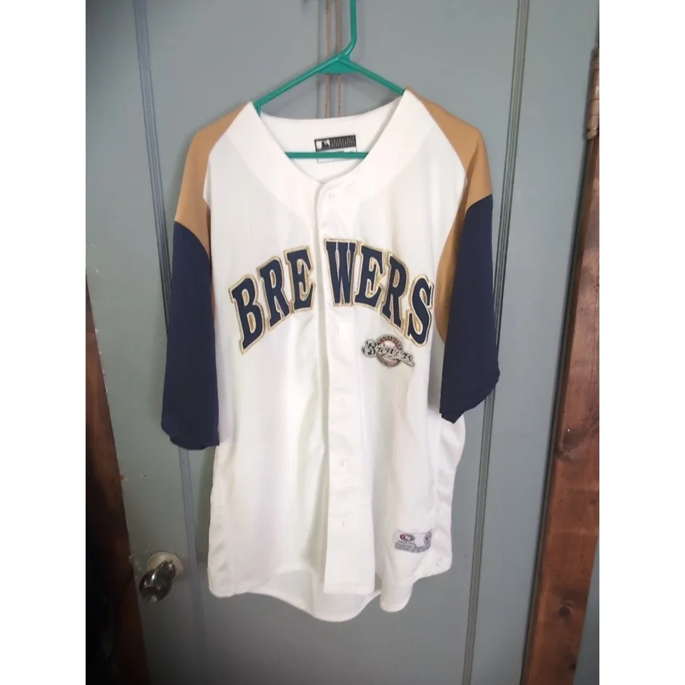 Milwaukee Brewers Dynasty Men Embroidered Gray Baseball Jersey MLB Large